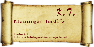 Kleininger Teréz névjegykártya